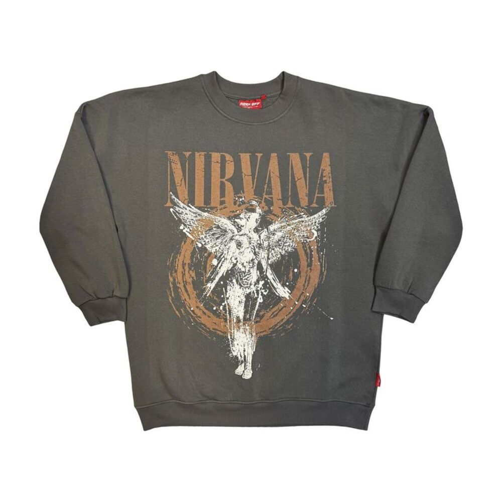 Nirvana Womens/Ladies Unplugged In Utero Angel Circle Sweatshirt / Gray